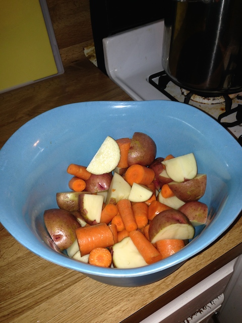 Bowl of veggies, ready to go.