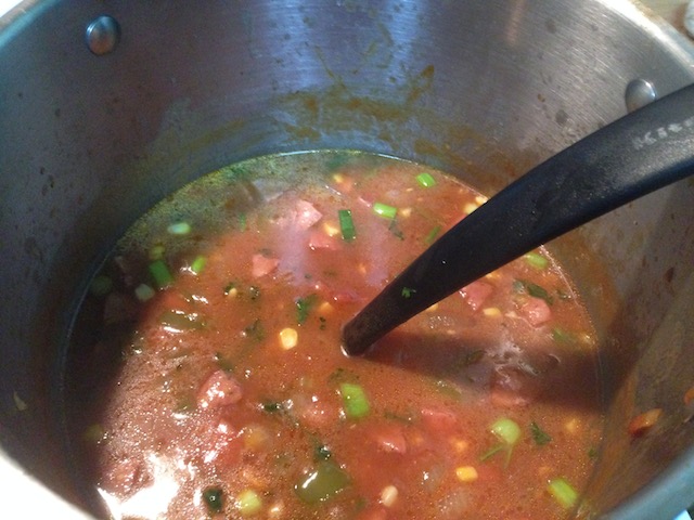 Leftover Crawfish Gumbo, ready to eat.