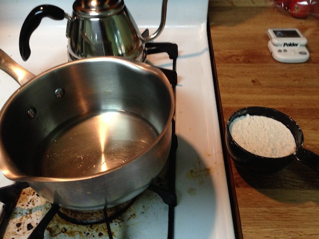 Left: oil. Right: flour. All about to become roux.